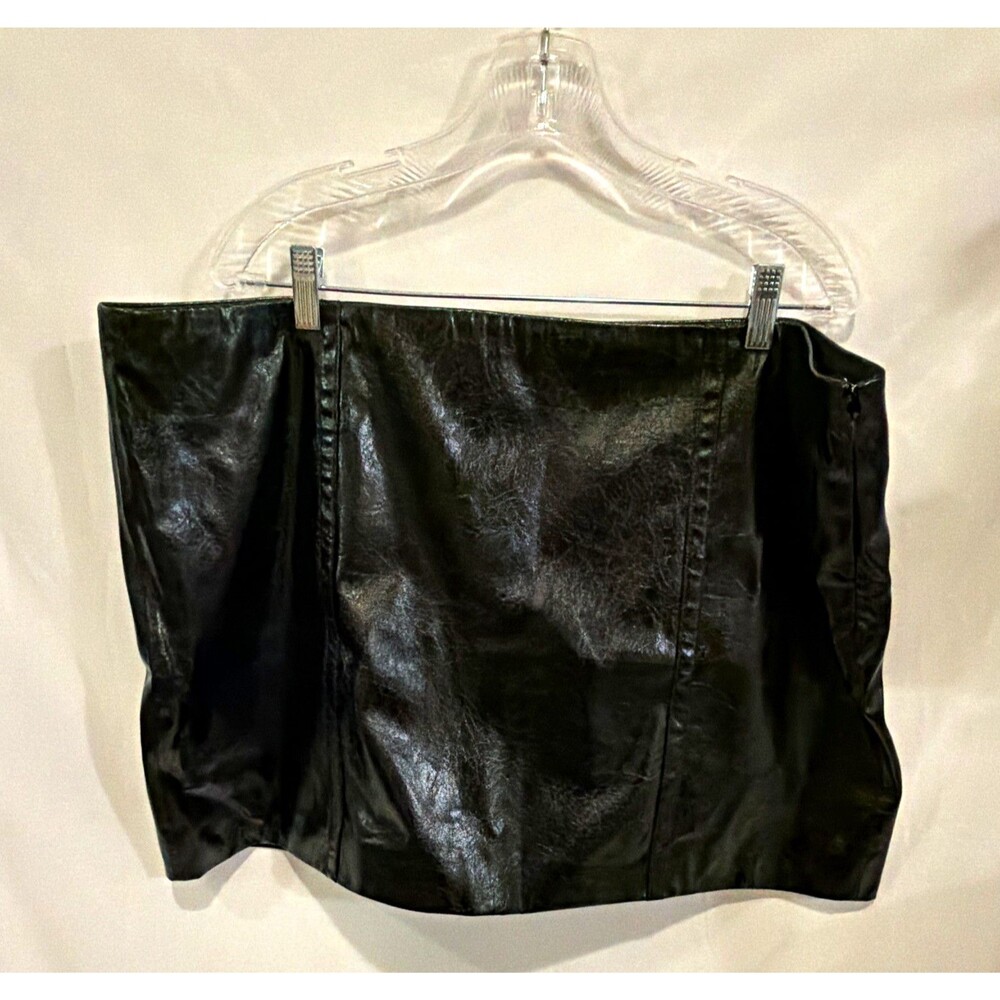 J.Crew Faux-Leather A-Line Mini Skirt Black Women's Plus Size 20 Lined Zip Back